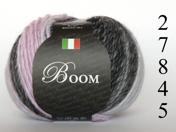 Boom Italy
50 gram
135 meters or 147 yds
51% merino wool 49% dralon
Winter
