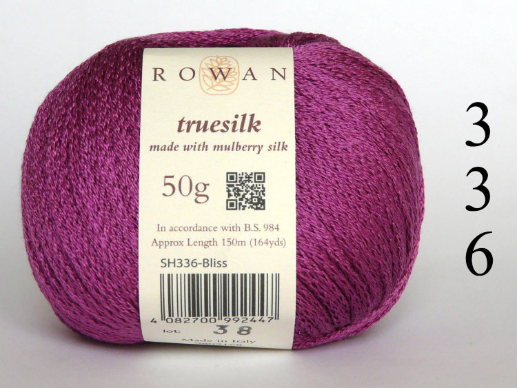 True silk (Rowan) Italy
50 gram
100% mulberry silk
150 meter or 164 yds
Summer

